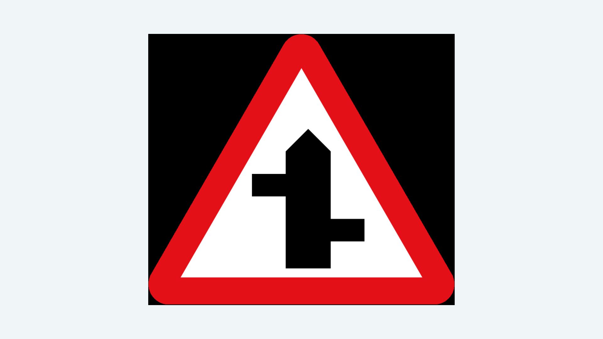 Staggered Junction Ahead sign 