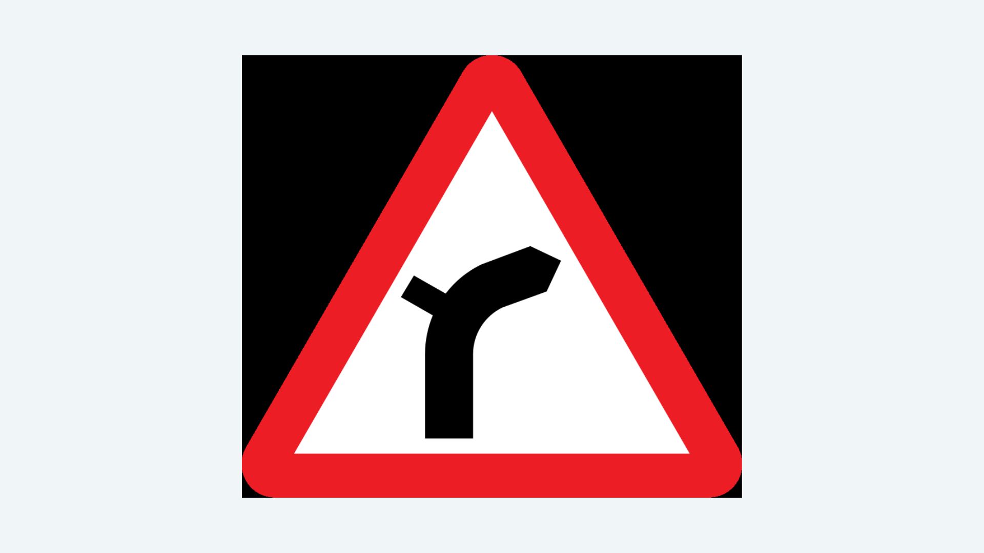 Junction on Bend Ahead sign 